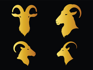 Luxurious Golden Goat Head Silhouette Design