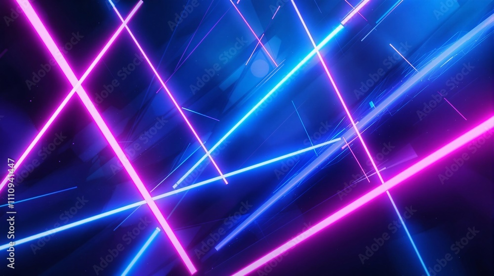 Aufkleber futuristic background featuring intersecting glowing neon lines in vibrant blue and pink tones, with