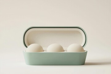 Package Protection Safety Concept, Three eggs in a modern green holder