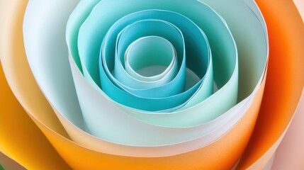 Colorful paper spiral creating a mesmerizing abstract pattern, AI