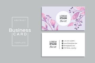 Watercolor floral business card design. Template