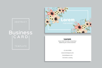 Watercolor floral business card design. Template