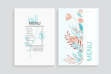 Beautiful floral menu template cards