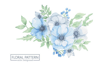Watercolor clipart light blue flowers
