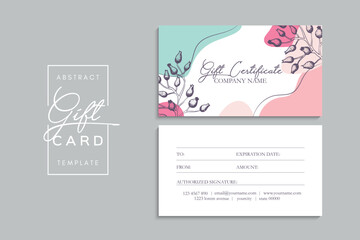 Set of colorful gift cards template. Modern style vector illustration of flowers for saloon, gallery, spa, shop. Gift voucher