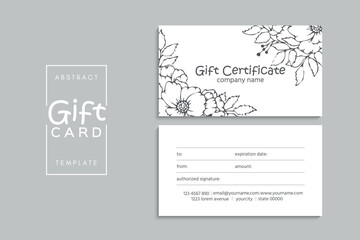 Set of colorful gift cards template. Modern style vector illustration of flowers for saloon, gallery, spa, shop. Gift voucher