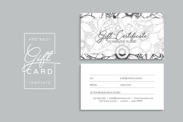 Set of colorful gift cards template. Modern style vector illustration of flowers for saloon, gallery, spa, shop. Gift voucher