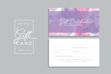 Set of colorful gift cards template. Modern style vector illustration of flowers for saloon, gallery, spa, shop. Gift voucher