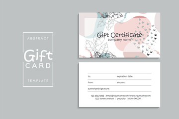 Set of colorful gift cards template. Modern style vector illustration of flowers for saloon, gallery, spa, shop. Gift voucher