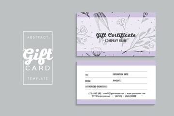 Set of colorful gift cards template. Modern style vector illustration of flowers for saloon, gallery, spa, shop. Gift voucher