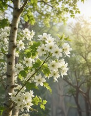 Obraz premium Isolated White Flowers of Sycamore Maple on a Natural Background, white flowers, isolated, floral details