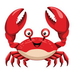 Cute Red Crab Illustration. Children's flat vector design, isolated on a white background. for kids themes, educational materials, and playful projects.