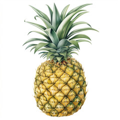 Fototapeta premium pineapple crafted illustration on white background isolated