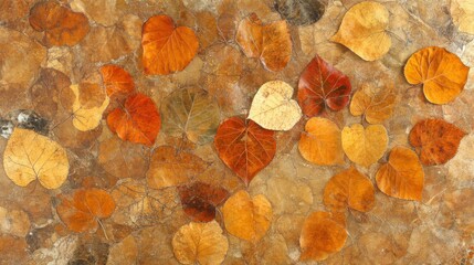 A Close-Up View of Autumn Leaves in a Mosaic Pattern