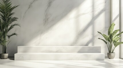 Luxurious bright marble slab showing podium composition background