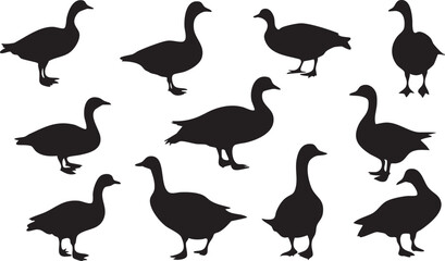 Flying Goose Silhouette Vectors for Art Projects
