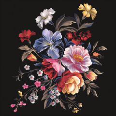 Seamles Floral Pattern, Hand painted Watercolor, Wildflowers