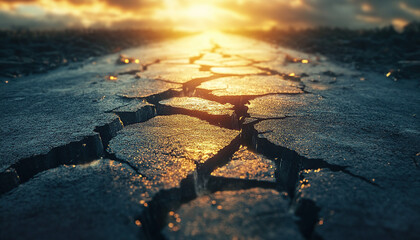 Road leading to light in an artistic vision of hope