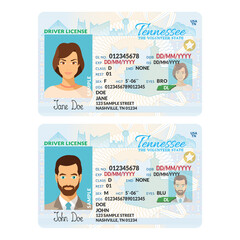 Template of skit driver license plastic card for USA Tennessee