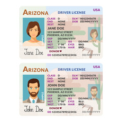 Template of skit driver license plastic card for USA Arizona