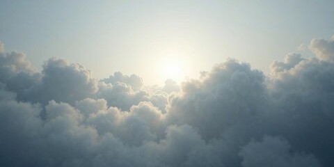 Overcast sky with thick white clouds covering the sun, cloudy skies, atmospheric conditions