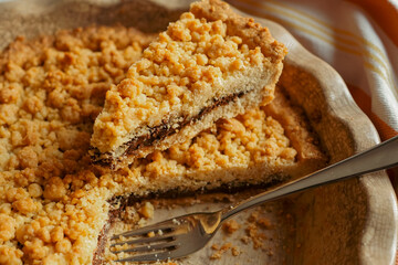 Closeup of Homemade Nutella Crumb Cake ( Sbriciolata alla Nutella )	