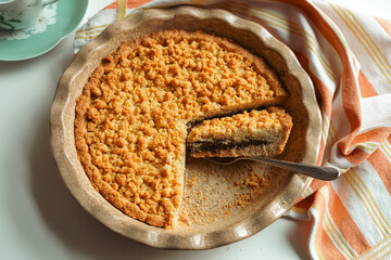 Closeup of Homemade Nutella Crumb Cake ( Sbriciolata alla Nutella )	