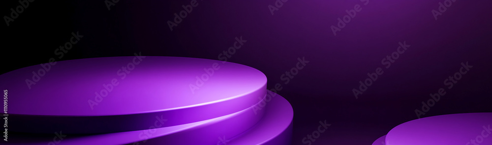 Aufkleber colorful purple podiums create a vibrant backdrop for a creative presentation and performance event 