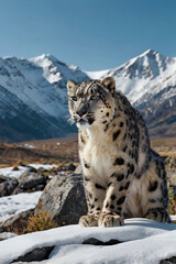Fototapeta premium snow leopard in the snow
