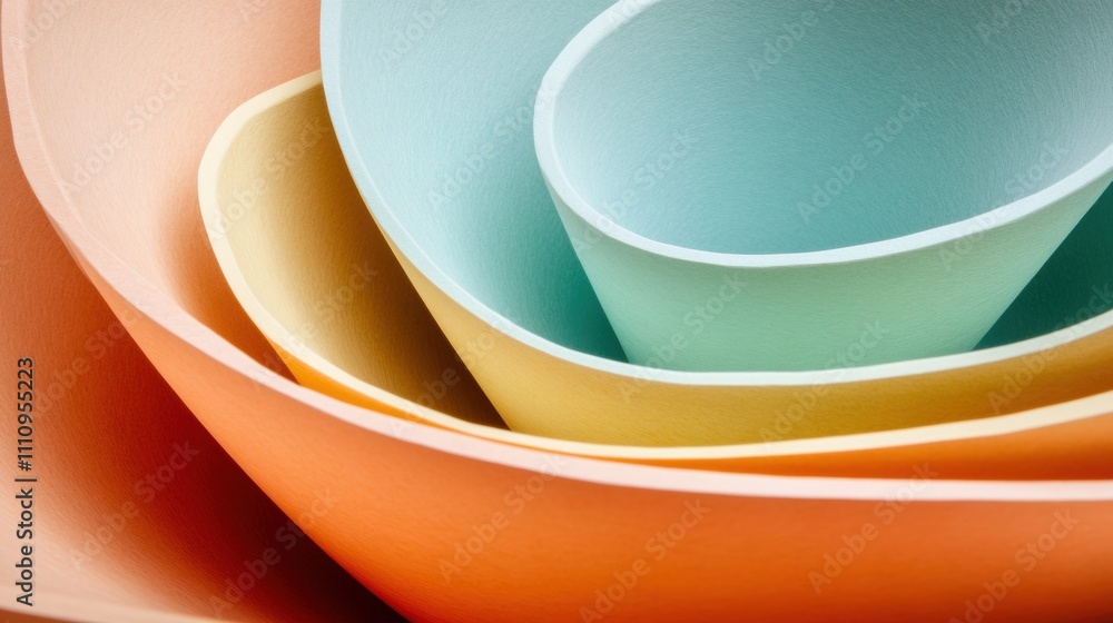 Poster colorful layers of paper create a mesmerizing abstract pattern, ai