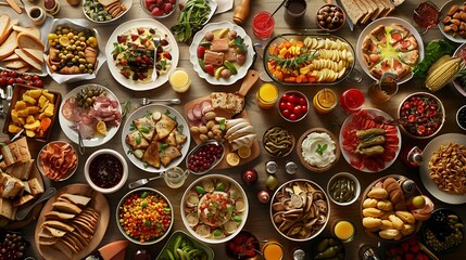 Fototapeta premium Tasty European dinner buffet for all to enjoy