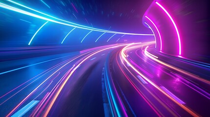 Fototapeta premium Technology motion light trails in vibrant colors
