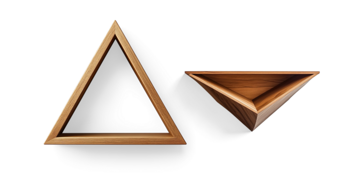 Wooden Triangular Shelf on a Transparent Background