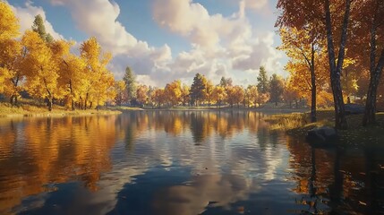 Fototapeta premium Autumn reflections in lake