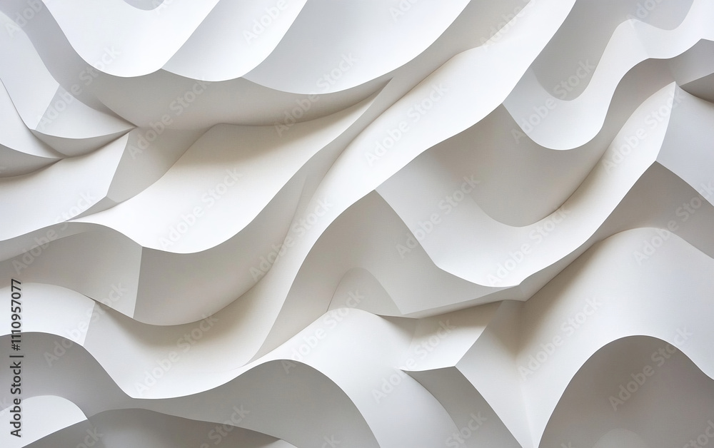 Poster Intricate patterns of white paper waves create an elegant abstract background for design inspiration