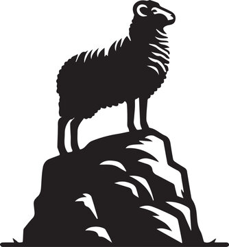 black sheep standing on rock clip art preview