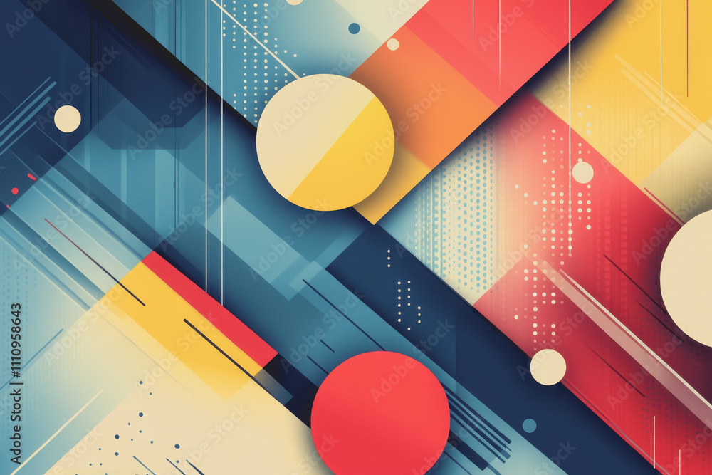 Poster abstract geometric background in bold colors with circles and lines for modern design and artistic a