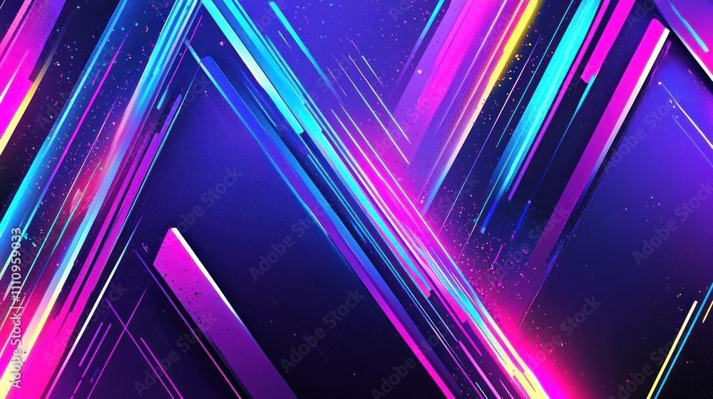 Poster abstract neon lines: a vibrant digital art piece showcasing intersecting neon lines in a dynamic com
