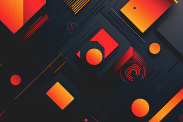 Obraz premium Abstract geometric shapes in vibrant red, orange, and black color scheme creating a modern design suitable for backgrounds and digital artwork