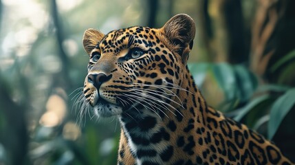 Obraz premium Vivid Leopard Portrait in a Jungle Setting