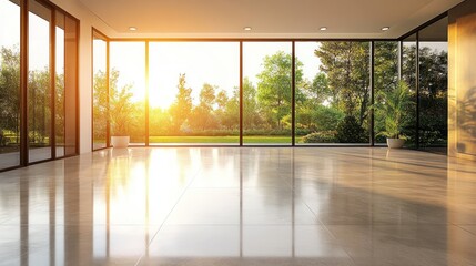 Sunlit Modern Room with Expansive Garden View