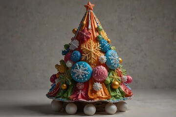 Christmas tree, Christmas baubles. 3d render illustration

