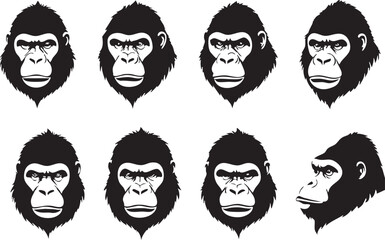 Realistic Gorilla Head Vectors for Artwork