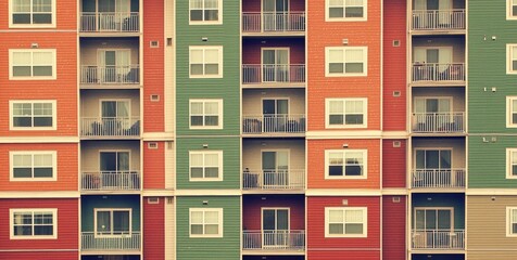 Fototapeta premium Apartment Building Facade: Colorful Modern Architecture