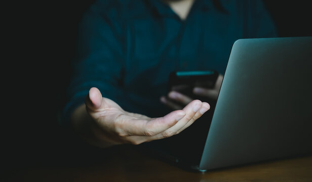 Blank business hand for copy place and stand for product.