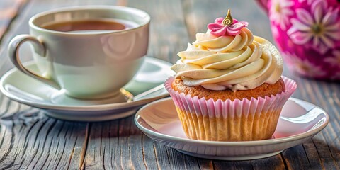 A cup of tea and a delicious sweet cake
