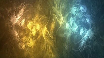 Abstract Celestial Nebula: A Symphony of Golden and Azure Hues