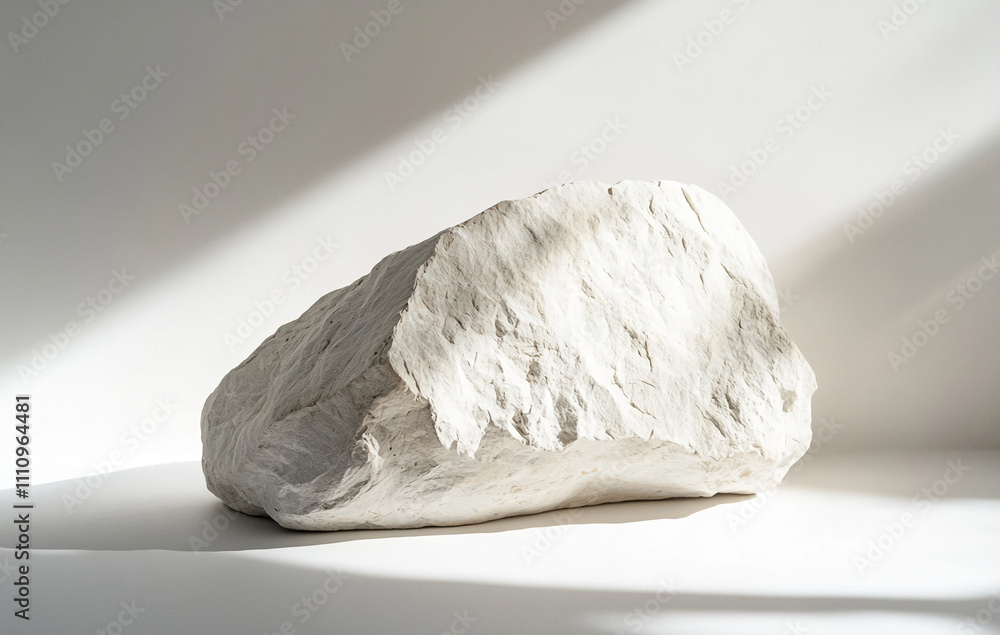 Aufkleber Natural stone displayed in soft light with shadow casting, highlighting texture and form during the day