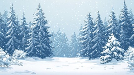 Fototapeta premium Snowy Winter Forest Landscape: A Serene Winter Wonderland