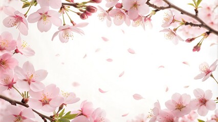 Spring Cherry Blossom Frame in Pastel Tones